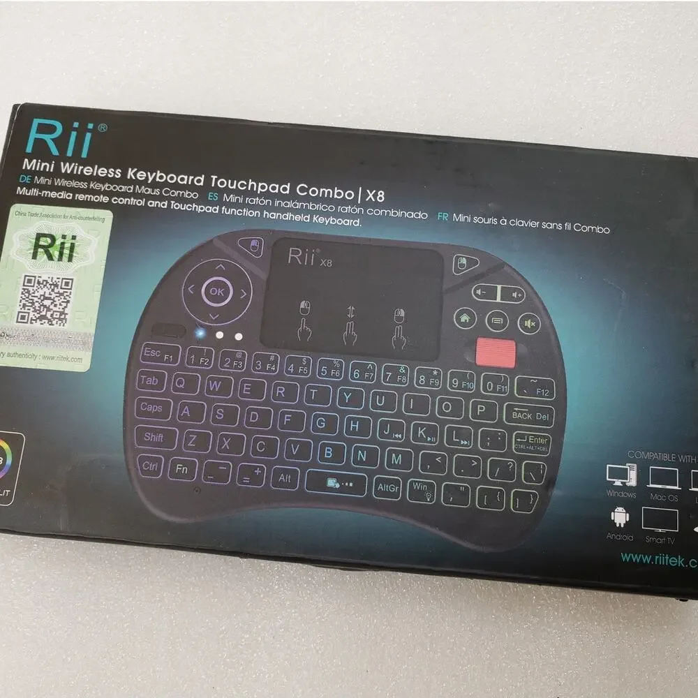 Rii X8 Mini Wireless Keyboard Touchpad Combo with RGB Backlight (Black)